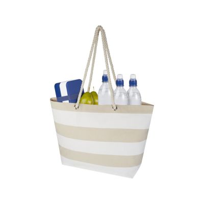 Florida пляжная эко-сумка из переработанного материала, сертифицированного по стандарту GRS, плотностью 270 г/м² 18L - Натуральный / Белый-4