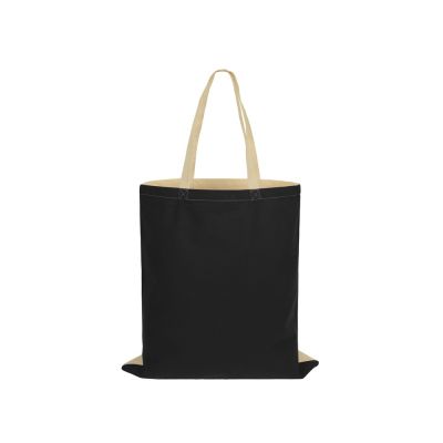 Сумка для шопинга Twin двухцветная из хлопка, 180 г/м2, черный/натуальный-3
