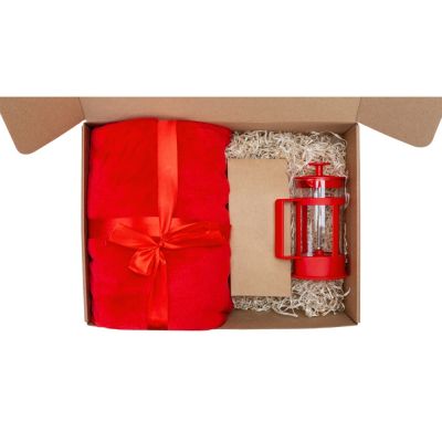 Подарочный набор Tea time с пледом, красный-2