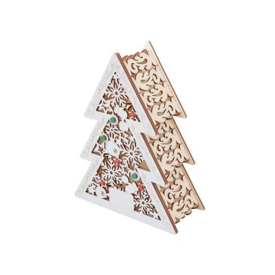 Шкатулка из фанеры в виде елки Firytale , серебристая-3