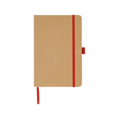 Блокнот A5 Sevilia Color, твердая обложка из крафта, 80 листов, цветной срез и форзац, натуральный/красный-3