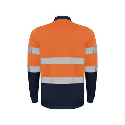 Поло Polaris мужское c длинным рукавом, нэйви/неоновый оранжевый-1