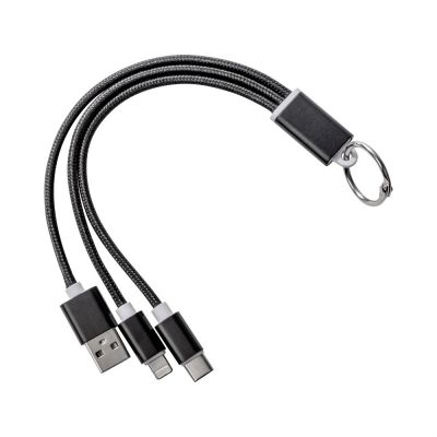 Кабель для зарядки Tres с брелоком, черный-1