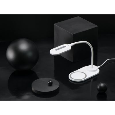 Настольный светильник с беспроводной зарядкой Flamp, белый-9