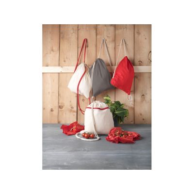 Рюкзак со шнурком Oregon хлопка плотностью 140 г/м2, серый-2