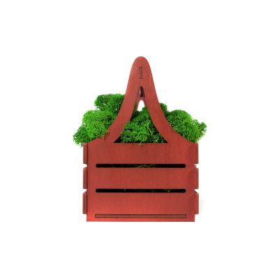 Композиция Корзинка со мхом, темно-красный-1