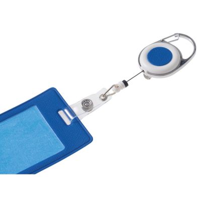 Бейдж с рулеткой-карабин Favor, синий-5
