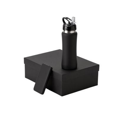 Подарочный набор с бутылкой для воды и повербанком С2, 10000 mAh, черный-1