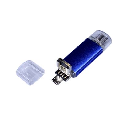USB-флешка на 32 Гб c двумя дополнительными разъемами MicroUSB и TypeC, синий-2