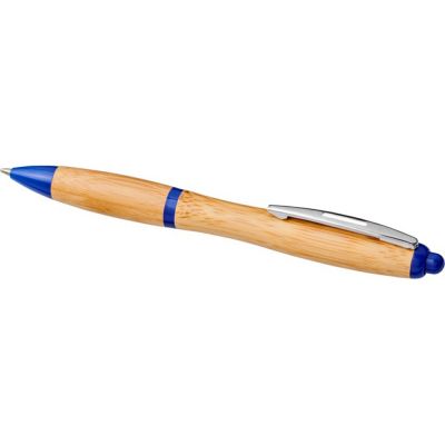 Шариковая ручка Nash из бамбука, натуральный/ярко-синий-2