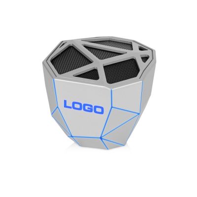 Портативная колонка Geo, серебристый + синяя подсветка-0