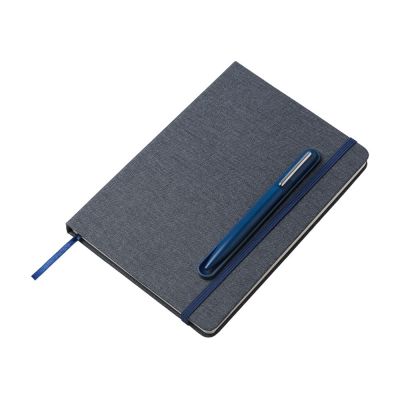 Набор блокнот А5 с магнитным держателем для ручки и подставкой для телефона и металлической шариковой ручкой NotaBene, темно-синий-0