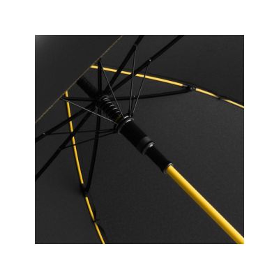 Зонт-трость 1084 Colorline с цветными спицами и куполом из переработанного пластика, черный/желтый-3