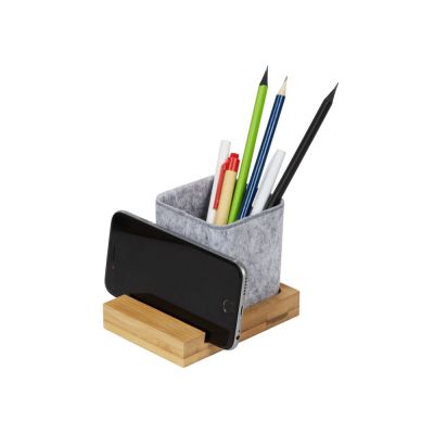 Подставка для ручек и телефона из бамбука Takeshi, серый-2