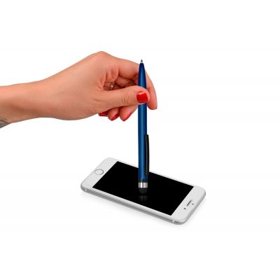 Ручка-стилус пластиковая шариковая Poke, синий/черный-3