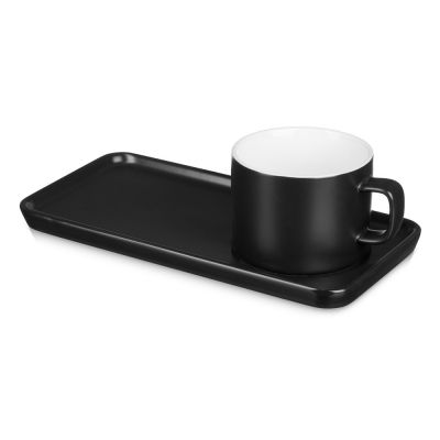 Чайная пара Bristol: блюдце прямоугольное, чашка, коробка, черный-0