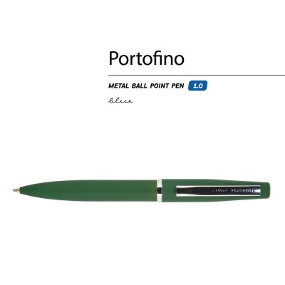 Ручка металлическая шариковая Portofino, софт-тач, 1.0 мм, зеленый-1