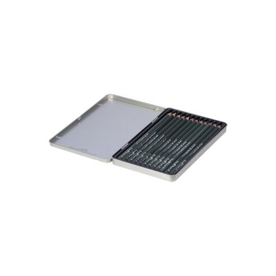 Набор чернографитовых карандашей  Sketch & Art ,12 шт. 2h-9b, металлическая коробка с ложементом-3