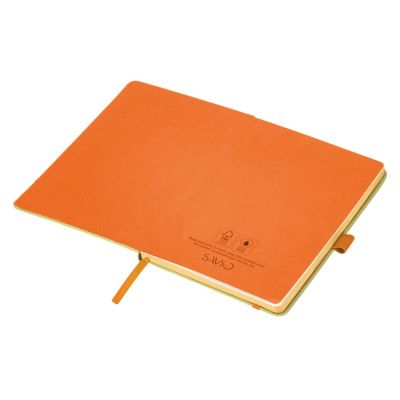 Блокнот A5 Sevilia Color, твердая обложка из крафта, 80 листов, цветной срез и форзац, натуральный/оранжевый-1