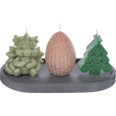 Свечи на подставке Дракон, яйцо дракона, елочка-1