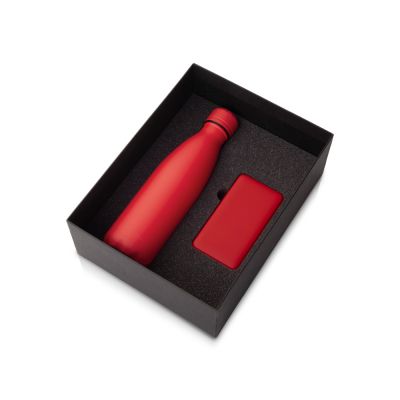 Подарочный набор с термобутылкой и повербанком С1, 5000 mAh, красный-0