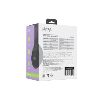 HIPER Наушники накладные WIRED CASUAL BLACK HTW-OV1-10