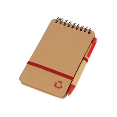 Набор канцелярский с блокнотом и ручкой Masai, красный-0