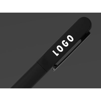 Металлическая шариковая ручка со светящимся логотипом Illuminata, черный-3