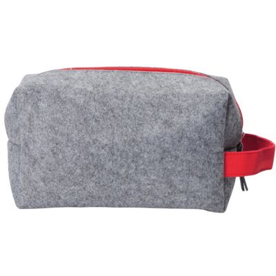 Органайзер для электроники и проводов Felt из RPET-фетра с ручкой, серый с красным-4