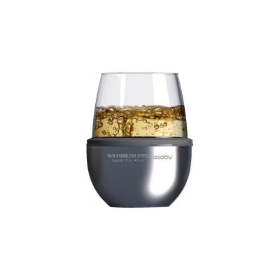 Тумблер для вина WINE KUZIE, серебристый-0
