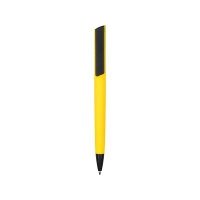 Ручка пластиковая soft-touch шариковая Taper, желтый/черный-1
