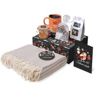 Подарочный набор c пледом, кружкой и вареньем, оранжевый