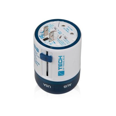 Адаптер с 2-умя USB-портами для зарядки Travel Blue Twist & Slide Adaptor голубой/белый-5