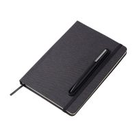 Набор блокнот А5 с магнитным держателем для ручки и подставкой для телефона и металлической шариковой ручкой NotaBene, черный