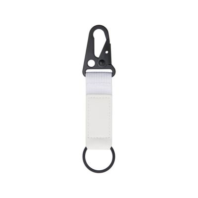 Брелок-ремувка Carabinier из ткани с вставкой из экокожи и карабином, белый-1