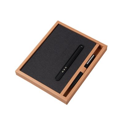 Набор блокнот А5 с магнитным держателем для ручки и подставкой для телефона и металлической шариковой ручкой NotaBene, черный-10