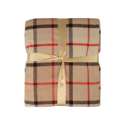 Плед акриловый в клетку Tartan, бежевый-3