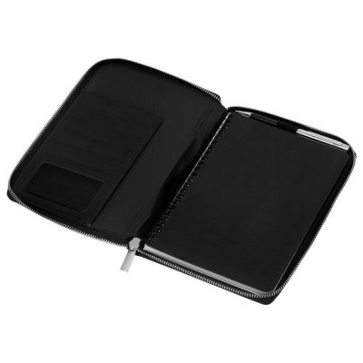 Бизнес-блокнот на молнии А5 Fabrizio с RFID защитой и ручкой, черный-3