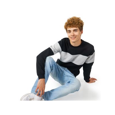 Свитшот блокинг Edinburgh, черный/серый меланж, мужской-1