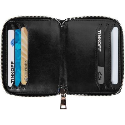 Картхолдер на молнии для 8 пластиковых карт с RFID защитой Fabrizio, черный-4