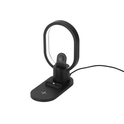 Беспроводная зарядная станция 4-в-1 Portal c лампой, 15 Вт, черный-0