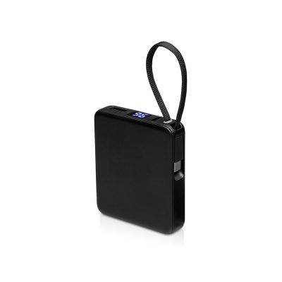 Внешний аккумулятор со встроенным кабелем USB-C Дэнси, 5000 мАч, черный-0