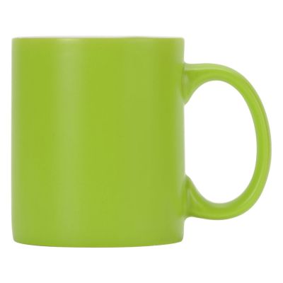 Матовая кружка Марко базовой формы, цветная снаружи, белая внутри, зеленое яблоко (P)-1