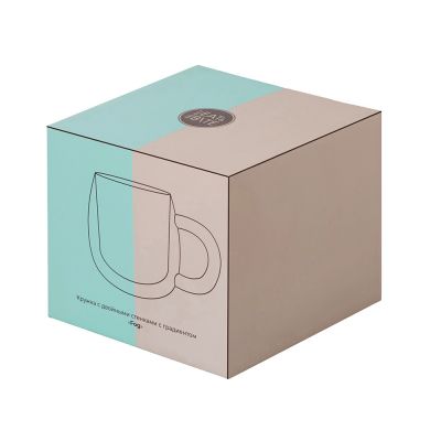 Кружка с двойными стенками с широкой ручкой и градиентным покрытием Fog, бирюзовый-5