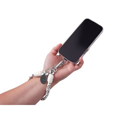 Брелок-браслет Bohemian c тканевым держателем для телефона, бело-черный-2