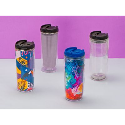 Термокружка Mony 400мл, под цифровую печать, прозрачный/красный-6