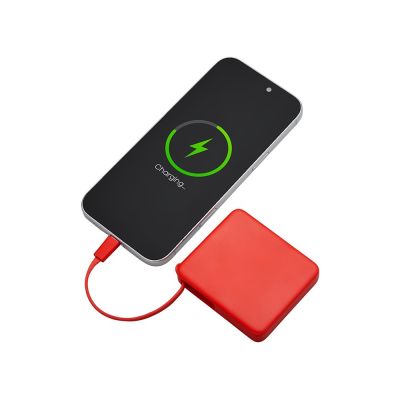 Внешний аккумулятор со встроенным кабелем USB-C Дэнси, 5000 мАч, красный-2