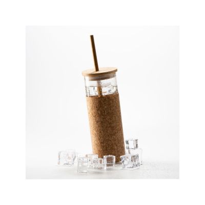 Стакан стеклянный IROKO с покрытием из натуральной пробки, 450 мл, прозрачный/бежевый-1