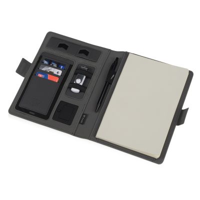 Органайзер с беспроводной зарядкой 5000 mAh Powernote, светло-серый-2