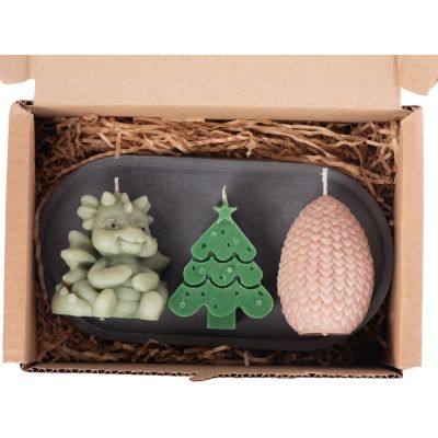 Свечи на подставке Дракон, яйцо дракона, елочка-6